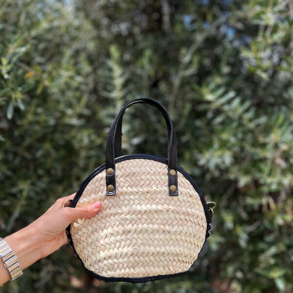 Sac en doum & cuir noire pour femmes
