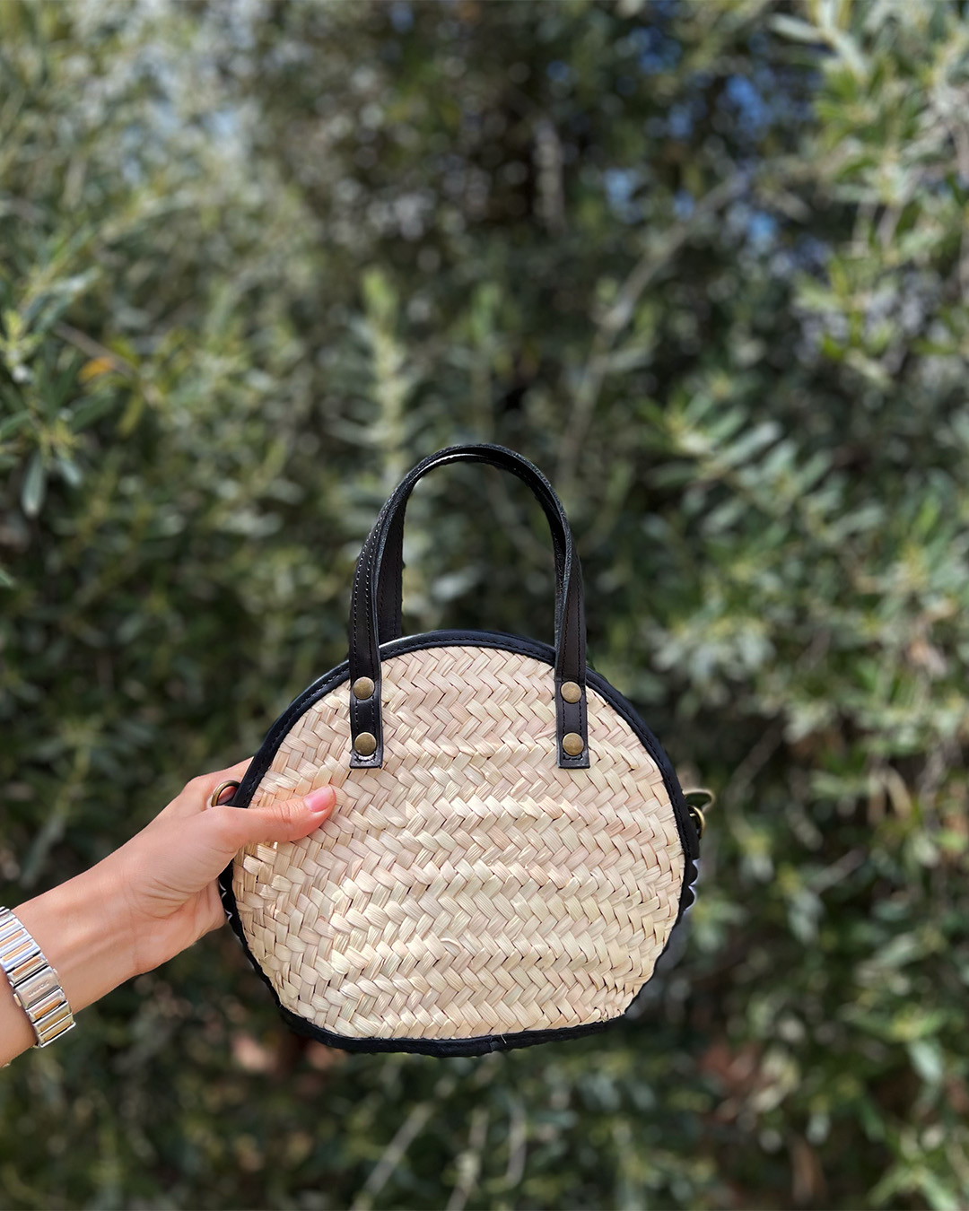 Sac en doum & cuir noire pour femmes