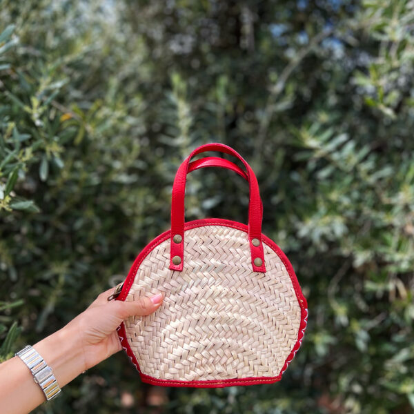 Sac en doum & cuir rouge pour femmes