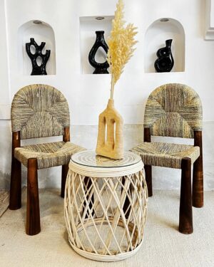 Chaise de table en doum et noyer