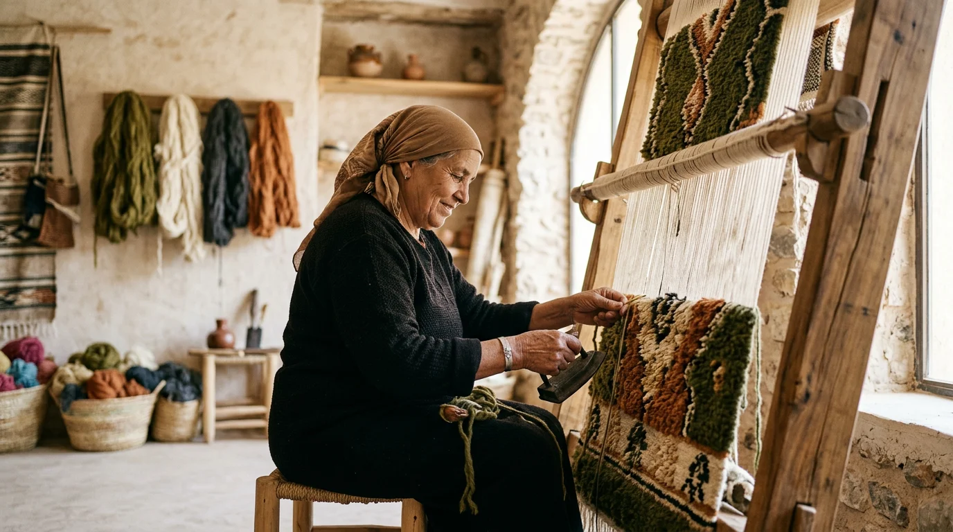 Tissage de tapis à la main, tradition berbère