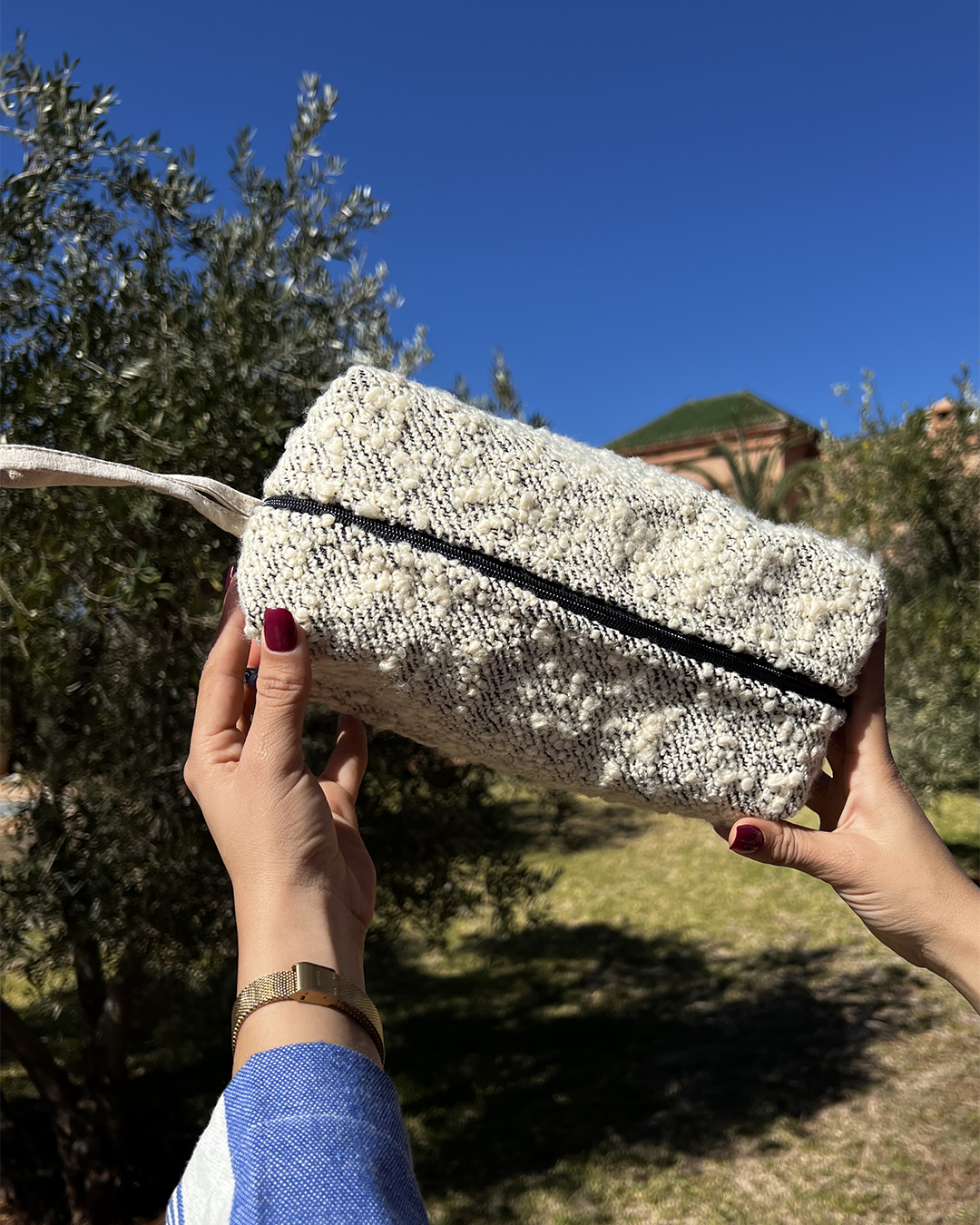 Pochette en tissu de laine (Blanc)