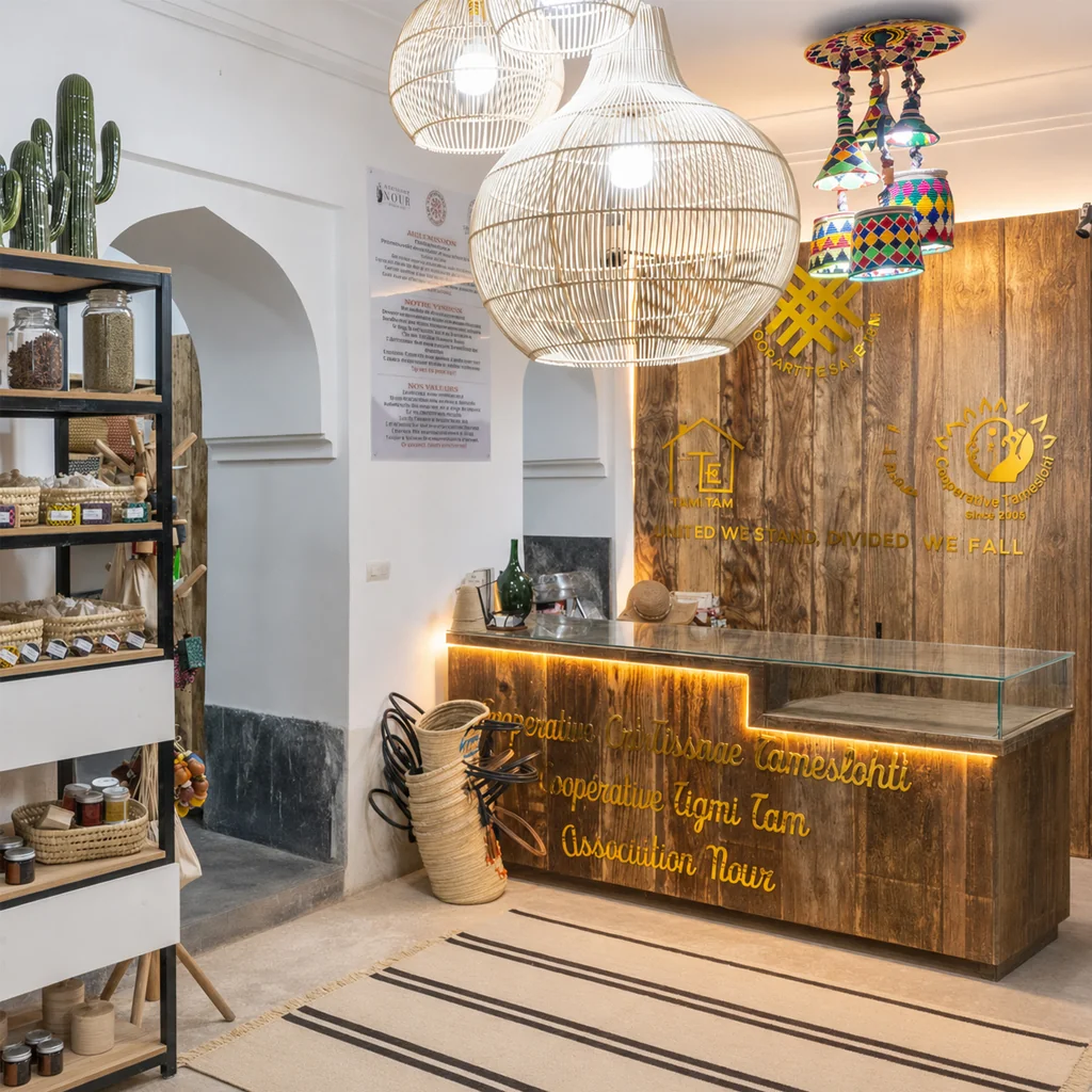 Le Riad — salle d'exposition de la coopérative à Tamesloht